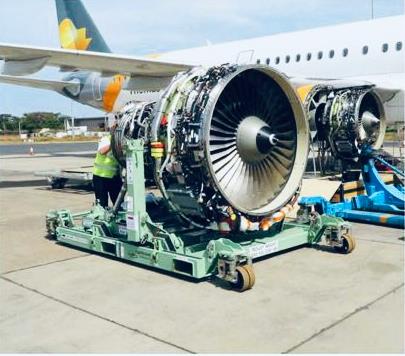 Jet engine arriving at airport